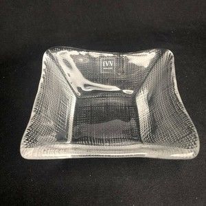 Italian IVV Glass Square Candy Trinket Valet Dresser Dish  MCM 4 3/4" Sq.